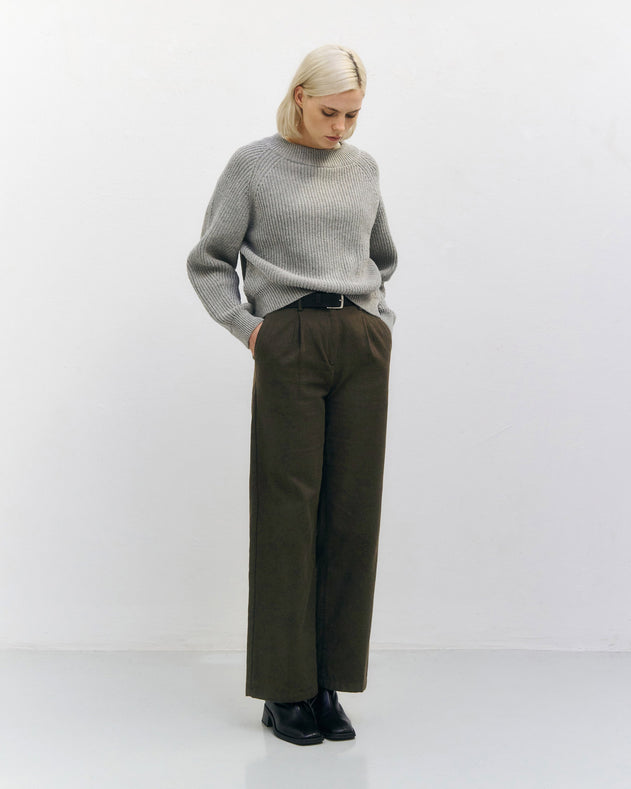 Cropped Knit Sweatshirt Grey Melange