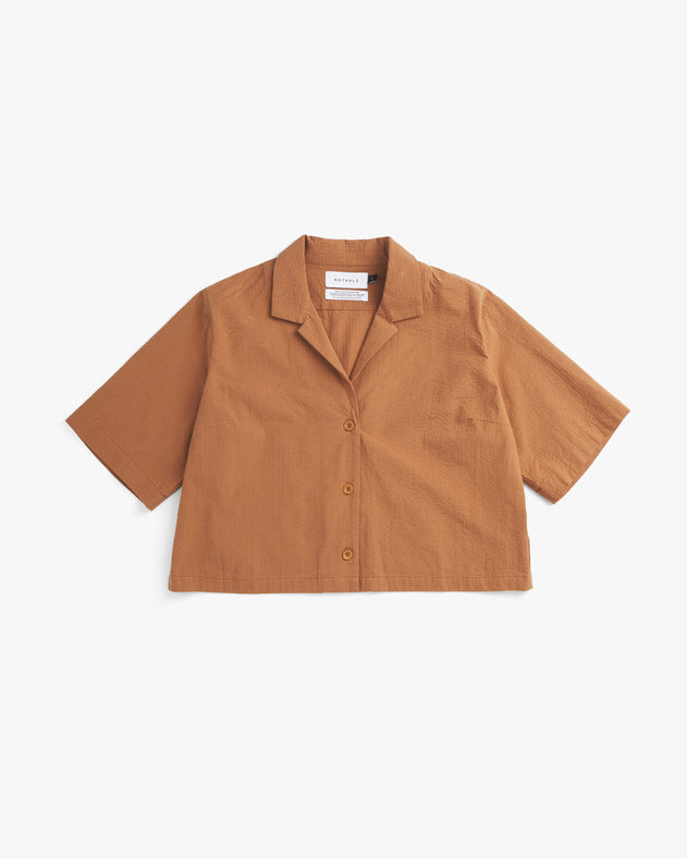 Cropped Bowling Shirt Caramel Brown