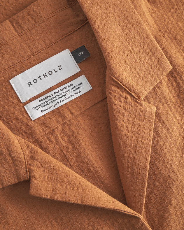 Cropped Bowling Shirt Caramel Brown