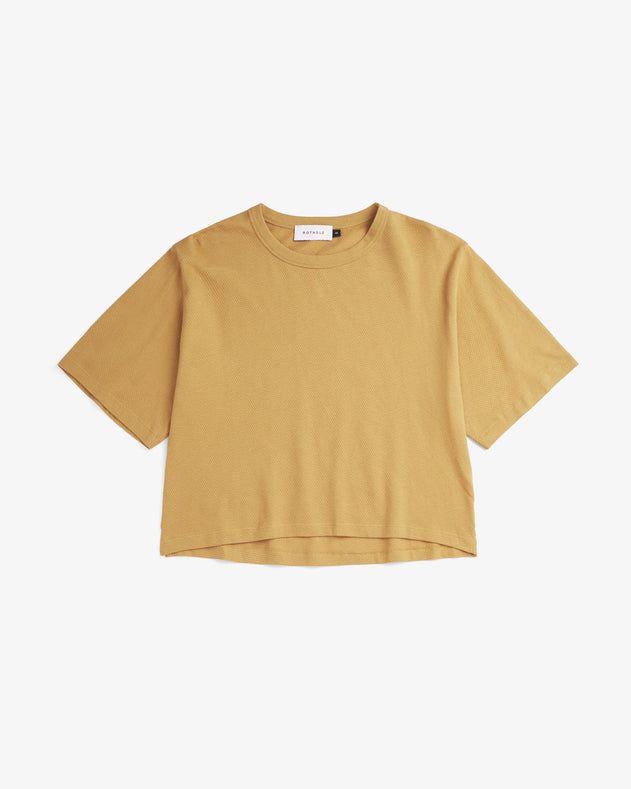 Cropped Waffle T-Shirt Mustard Yellow