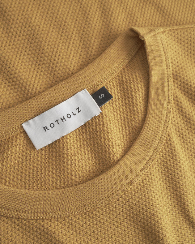 Cropped Waffle T-Shirt Mustard Yellow