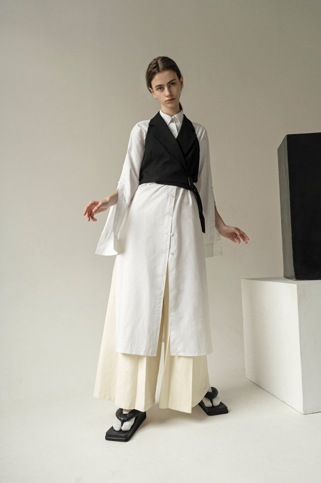 White Sleeves Button Tunic Shirt