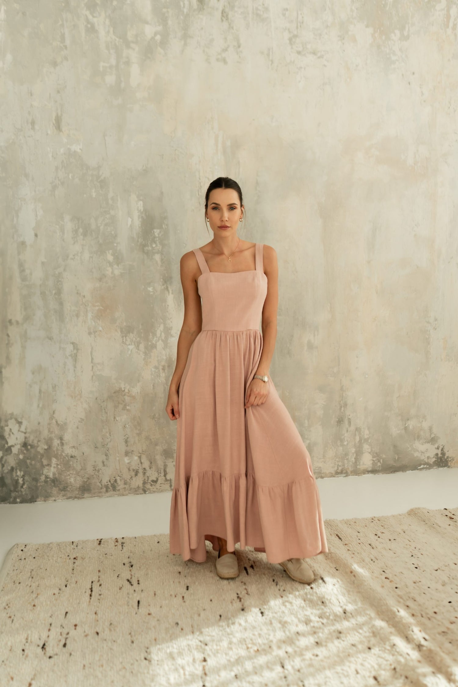 Meg Ruffle Strap Dress Pink