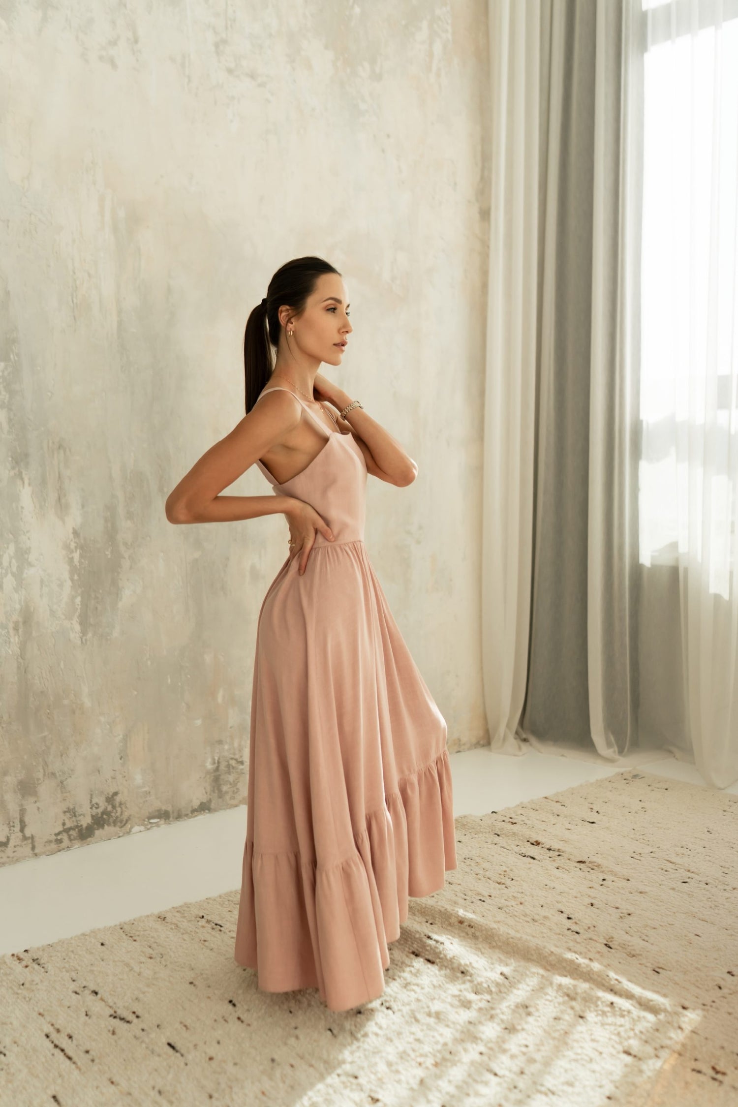 Meg Ruffle Strap Dress Pink