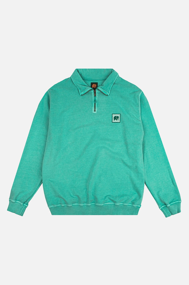 Men's Sauce Pigment Quarter Zip Sweater Medium Turquoise