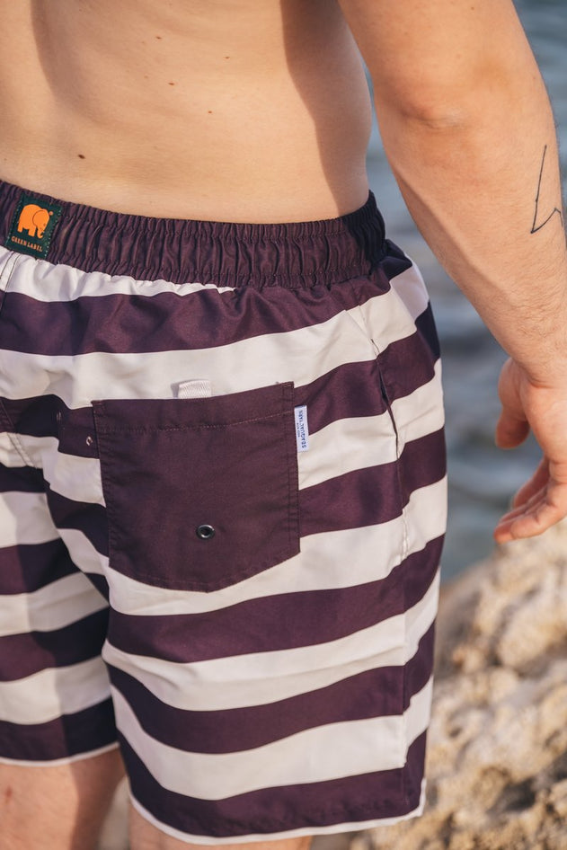 Men's Owari Swim Shorts Striped Grape Red