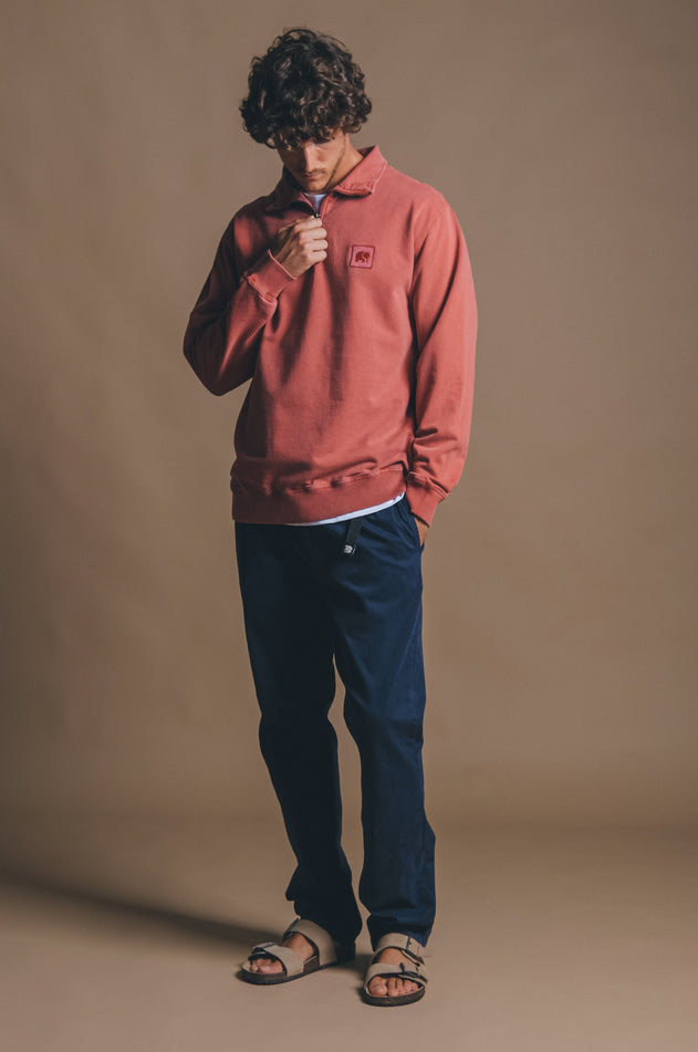 Men's Sauce Pigment Quarter Zip Sweater Burning Sky