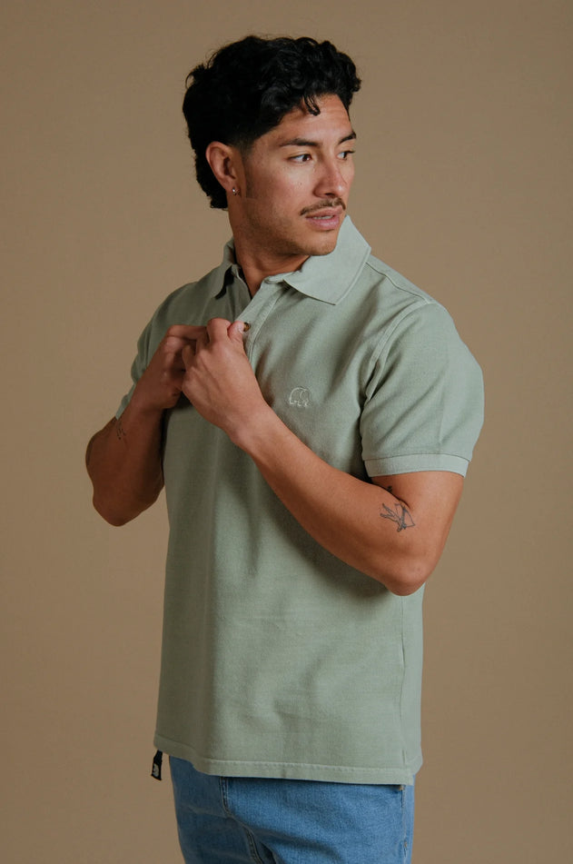 Men's Essential Pigment Polo Reseda Green