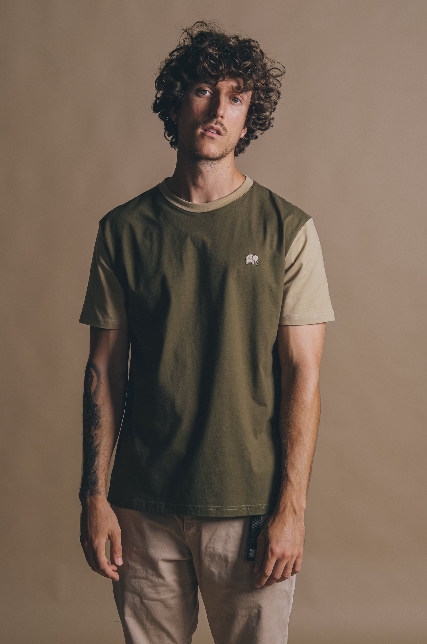 Color Block T-Shirt Dark Olive/Incense