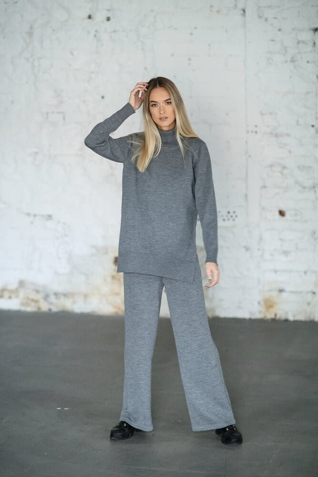 Knitted Merino Wool Pants & Sweater Set