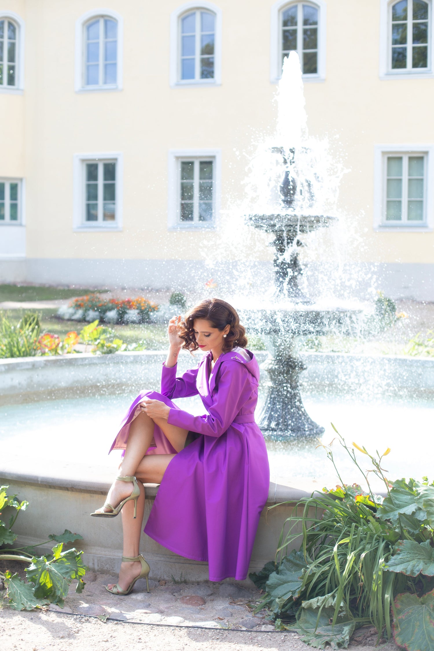 Double Breasted Trench Coat Fuchsia