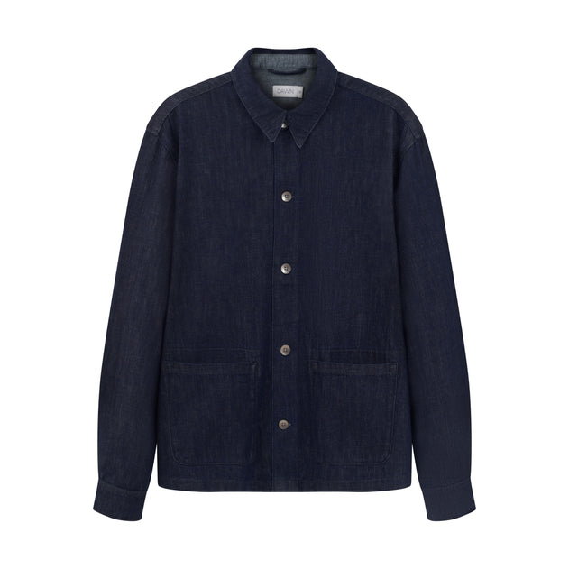 Men's Sorry Lightweight Hemp Blend Denim Shacket Raw Blue