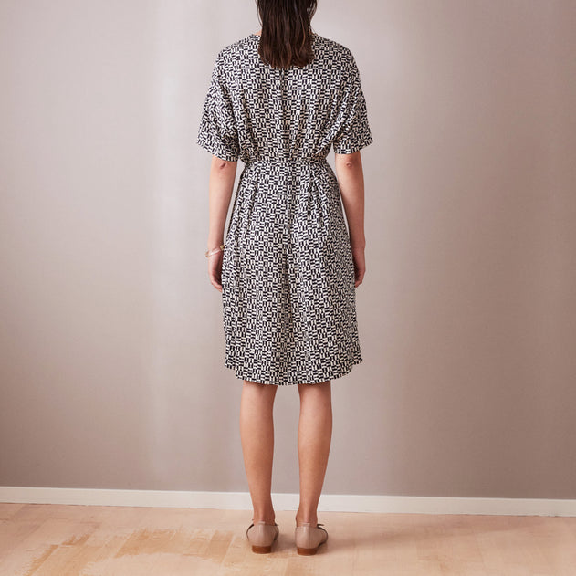 Short Round Neck Day Dress Chess Print