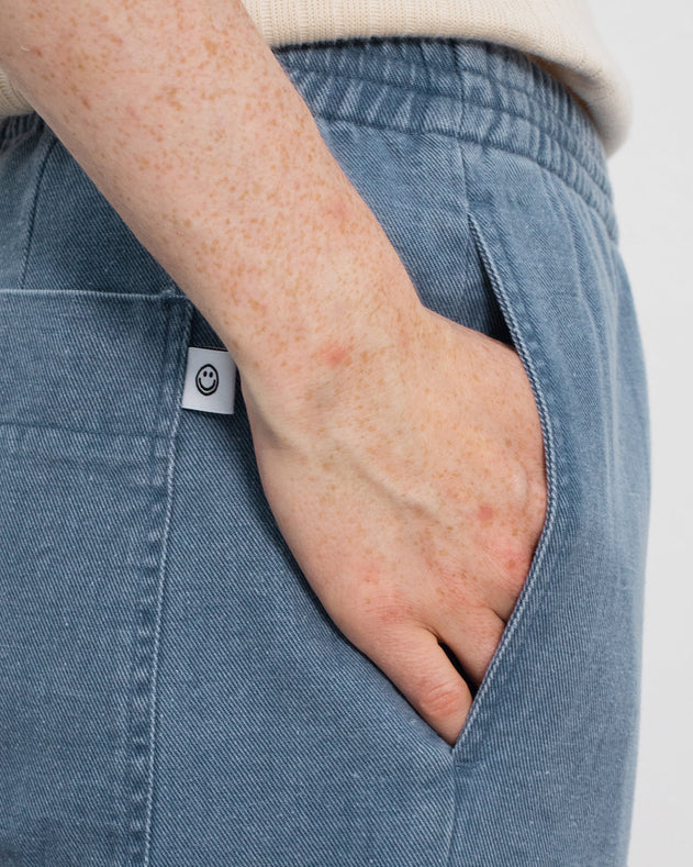 Wide Pants Washed Denim