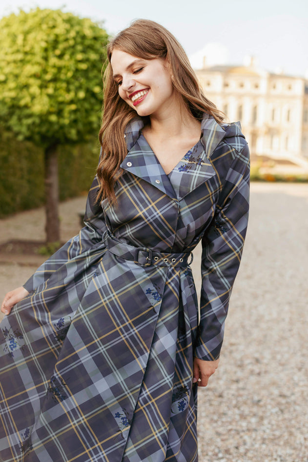 Double Breasted Women's Coat with Front Pleats Duchess Blue
