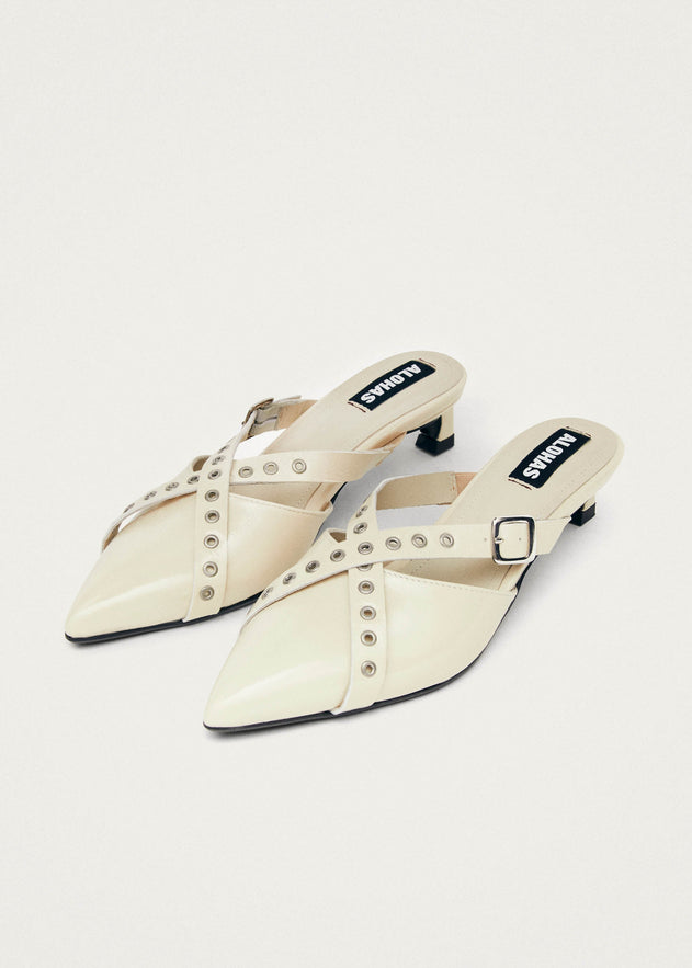 Zyra Leather Mules Onix Cream