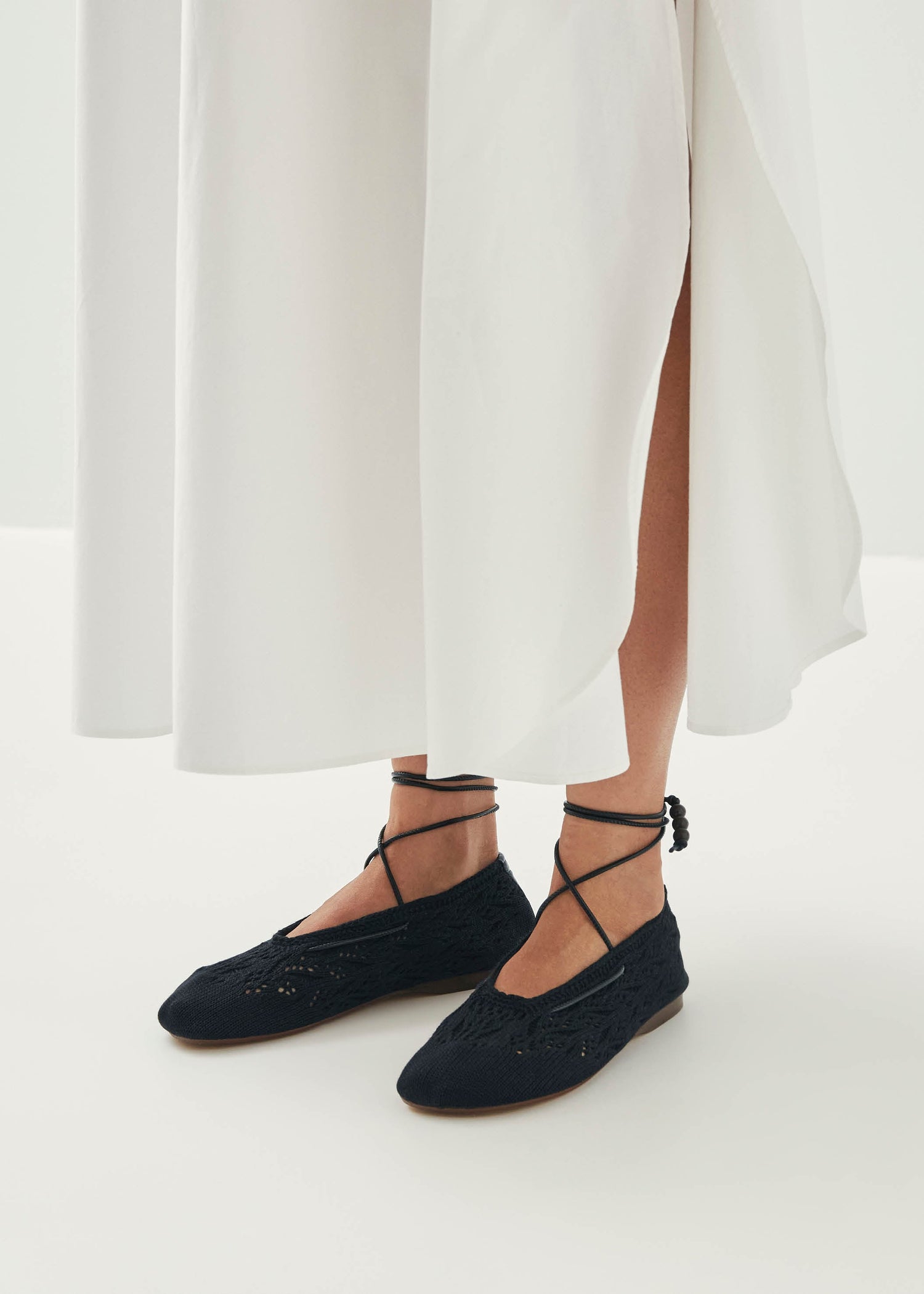 Rosemary Crochet Ballet Flats Black