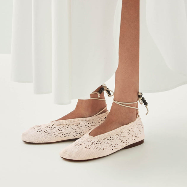 Rosemary Crochet Ballet Flats Cream