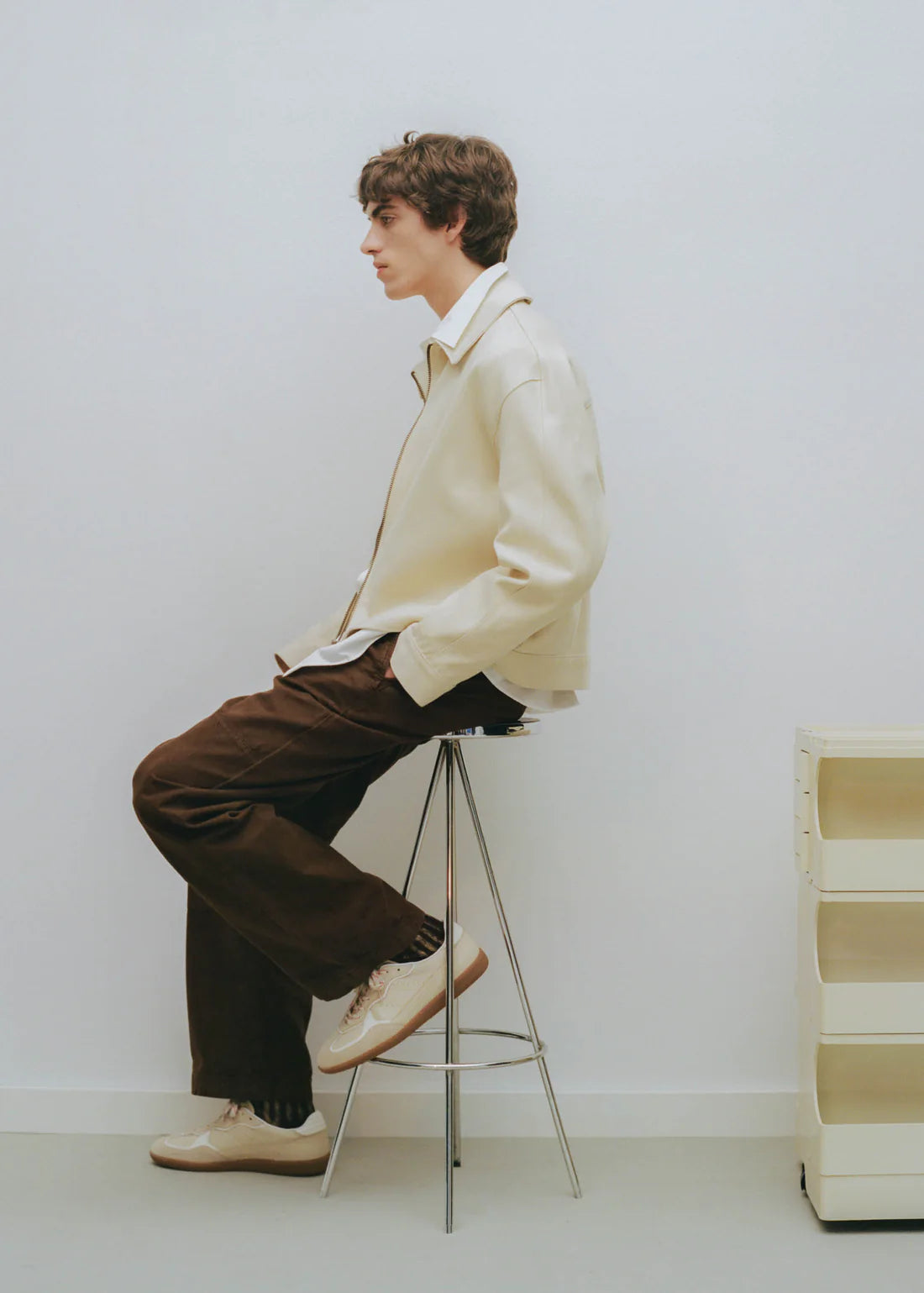 Tb.490 Rife Leather Sneakers Grain Cream