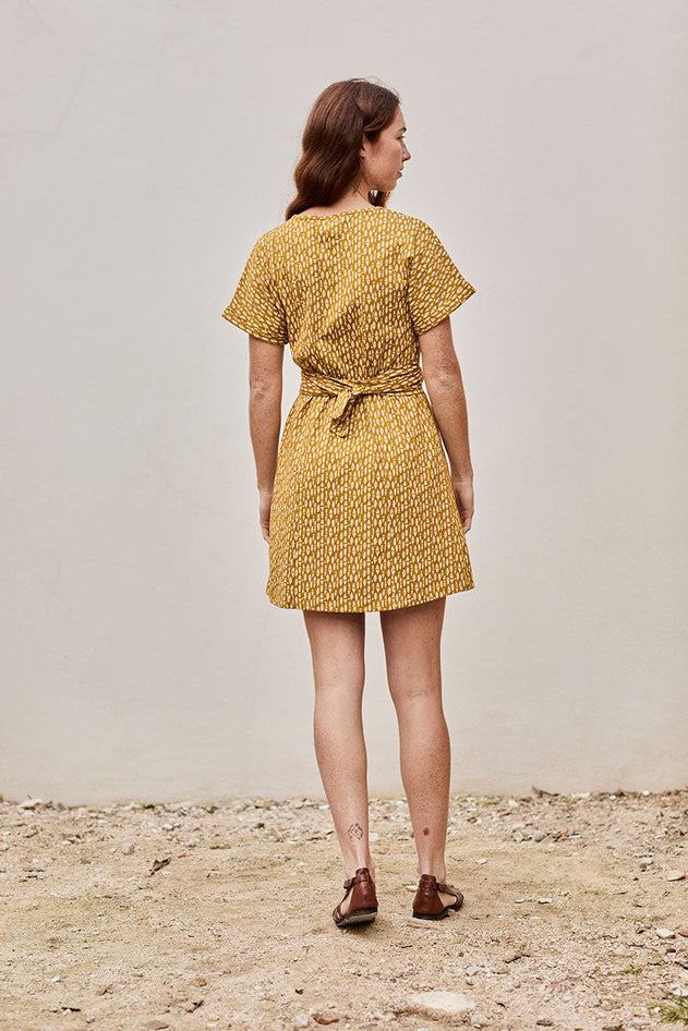 Frida Dress Ethnic Mustard
