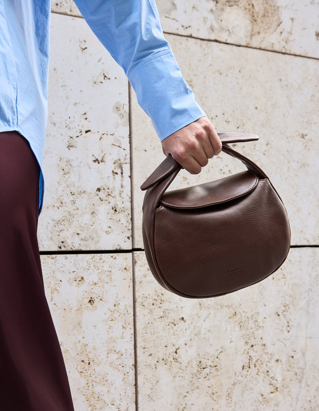 Coco Croissant Bag Soft Grain Leather Chocolate Brown