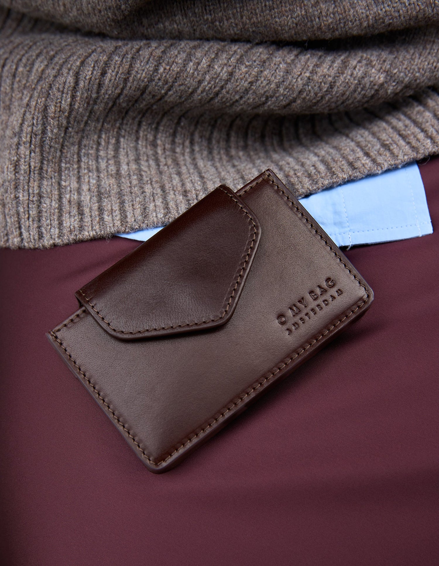 Harmonica Wallet Classic Leather Chocolate Brown