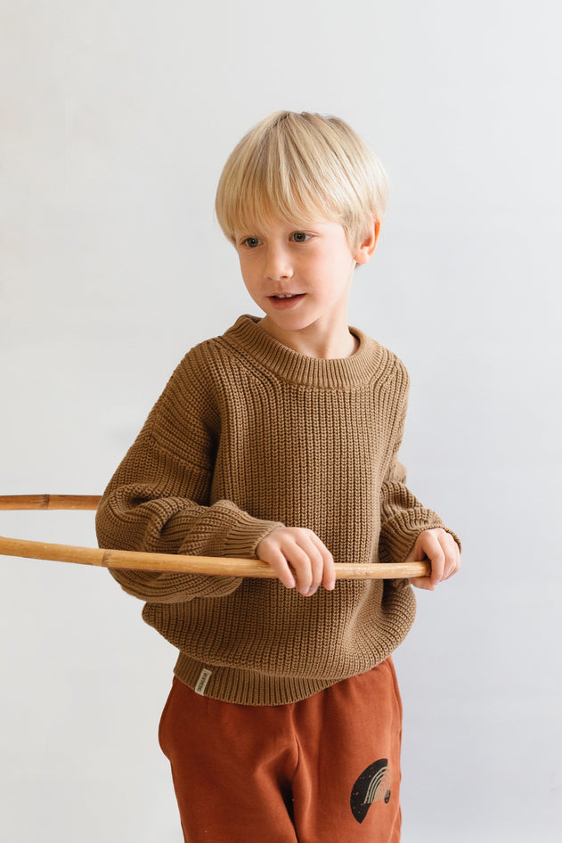 Kid's Golaf Knitted Sweater Brown