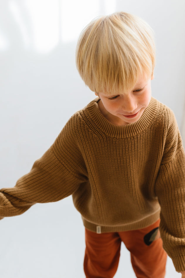 Kid's Golaf Knitted Sweater Brown