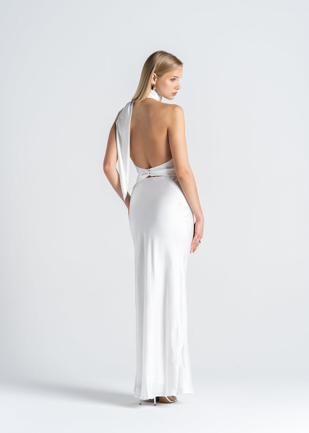 Halo Satin Maxi Skirt White