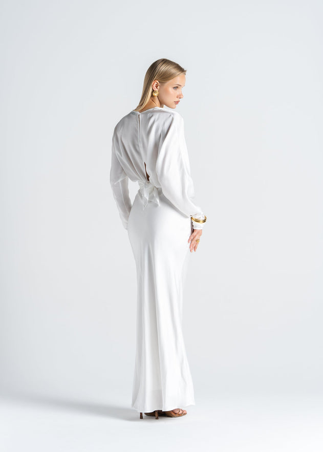 Halo Satin Maxi Skirt White