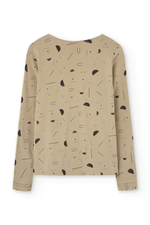 Gina Long Sleeved Crossover Top Sidereal Rain Beige