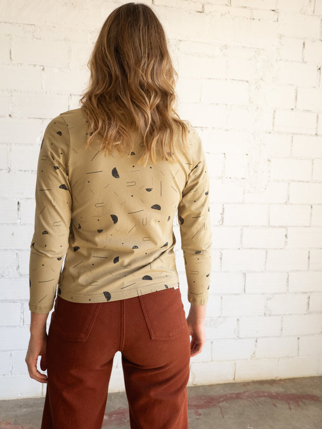 Gina Long Sleeved Crossover Top Sidereal Rain Beige