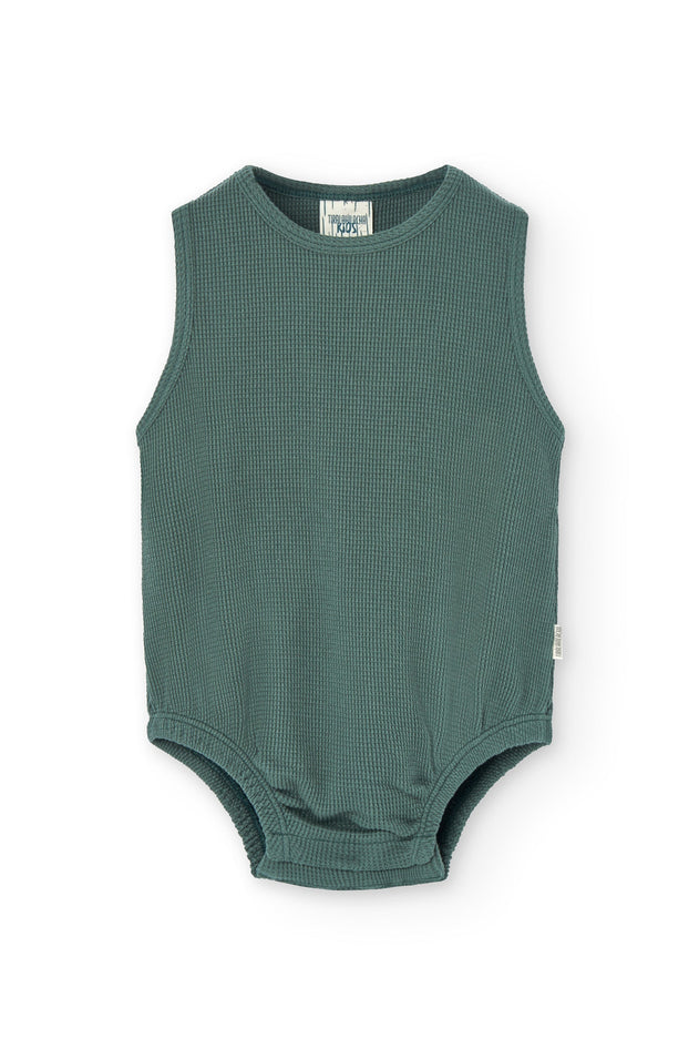 Baby's Haoa Waffle Romper Blue