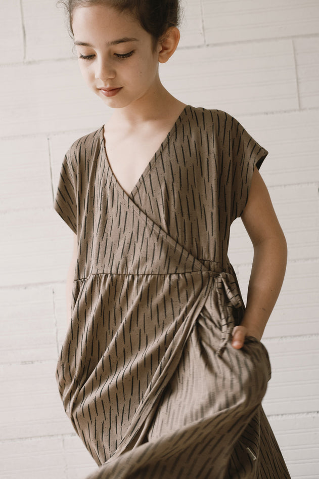 Kids' Hannia Wrap Dress Bark Brown