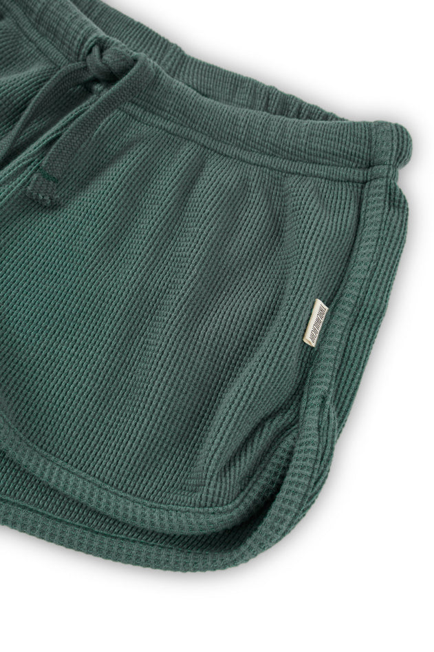 Kid's Huali Waffle Organic Cotton Shorts Blue