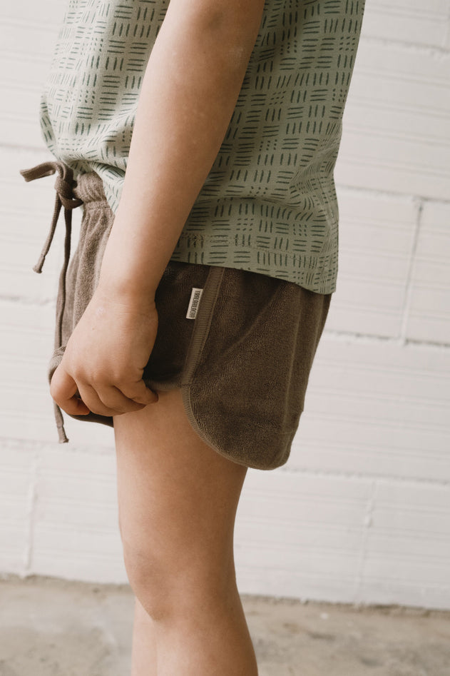 Kid's Huali Terry Shorts Brown