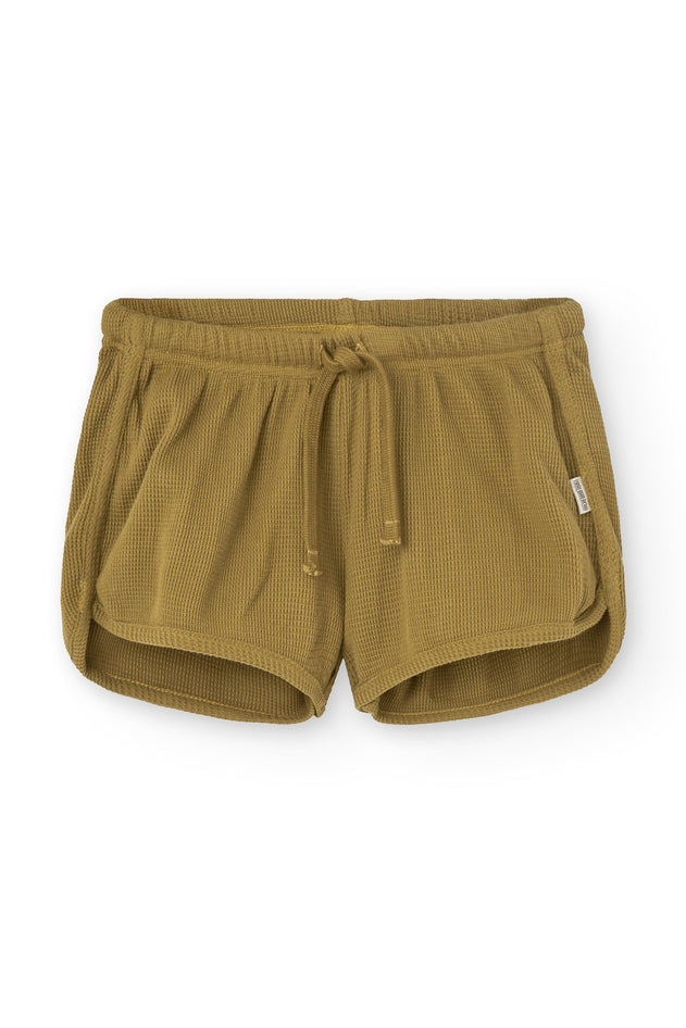 Kid's Huali Waffle Organic Cotton Shorts Mustard