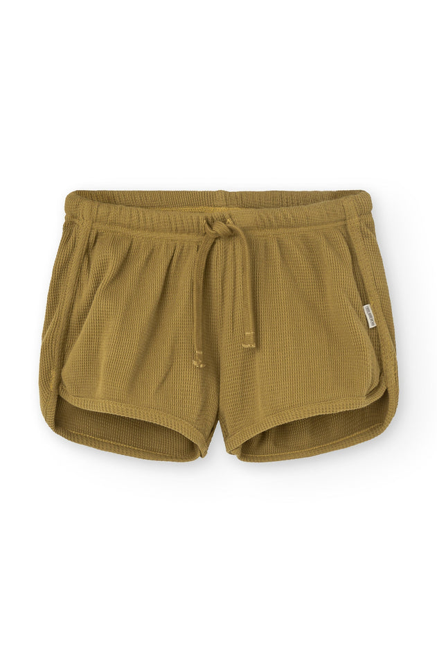 Kid's Huali Waffle Organic Cotton Shorts Mustard