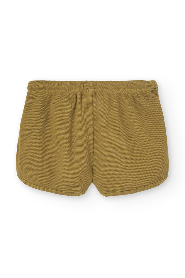 Kid's Huali Waffle Organic Cotton Shorts Mustard