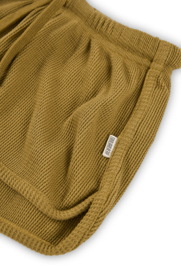Kid's Huali Waffle Organic Cotton Shorts Mustard