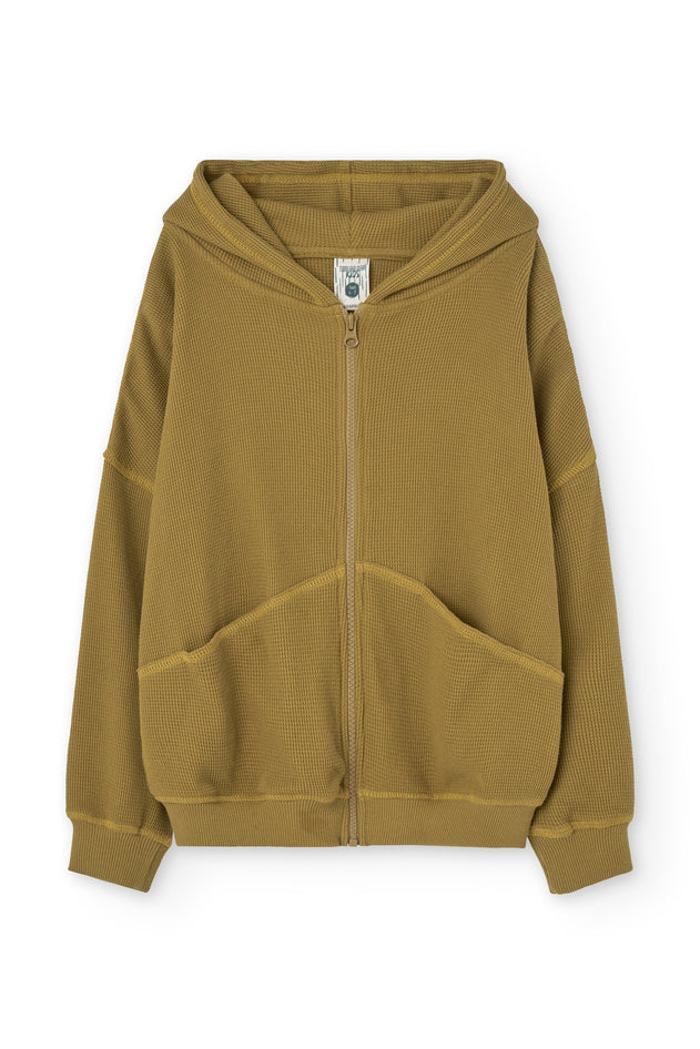 Kid's Helmi Waffle Hoodie Mustard