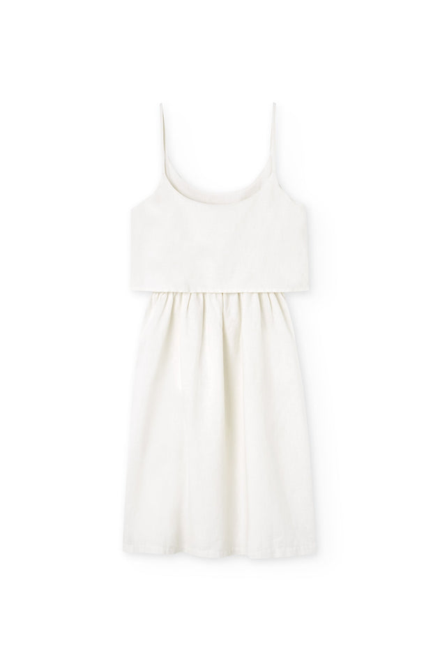 Henar Linen Blend Strap Dress White