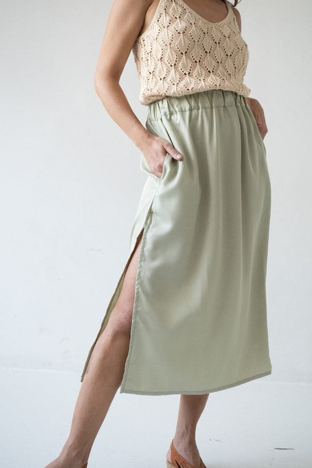 Halia Tencel Midi Skirt Green