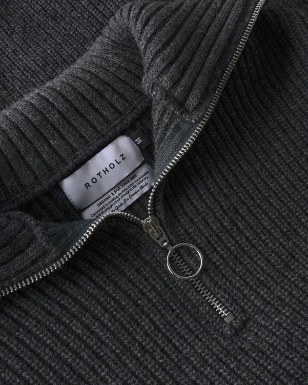 Heavy Knit Troyer Warm Anthracite