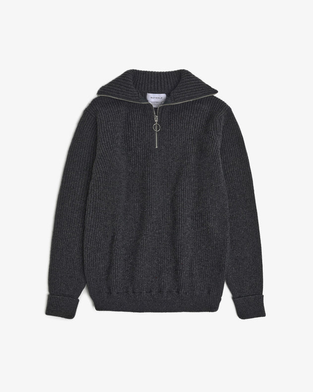 Heavy Knit Troyer Warm Anthracite