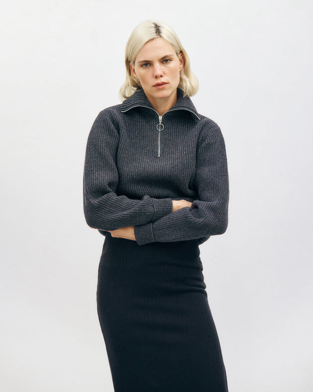 Heavy Knit Troyer Warm Anthracite