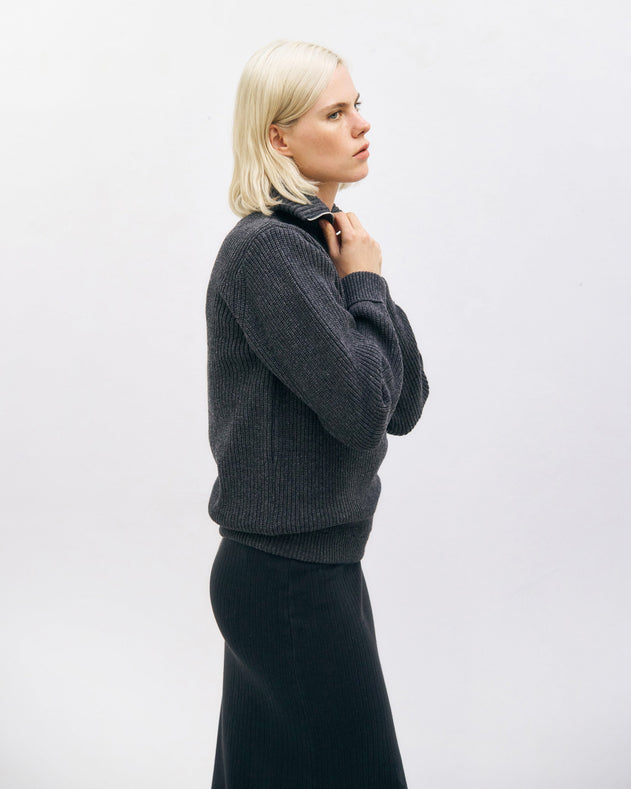 Heavy Knit Troyer Warm Anthracite