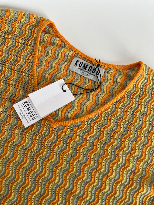 Clover Pointelle Knit Organic Linen Jumper Sunshine Wave