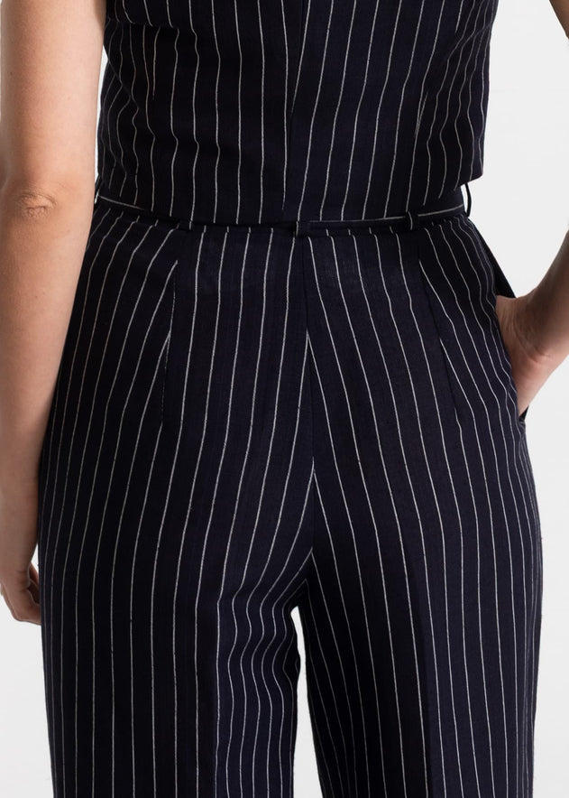 Women's Figa Linen Trousers Midnight Stripes