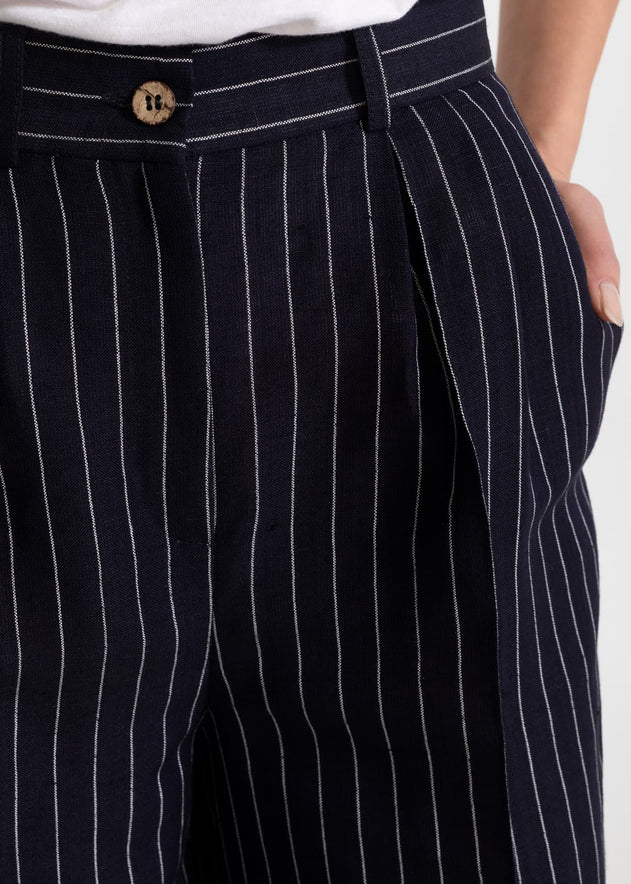 Women's Figa Linen Trousers Midnight Stripes